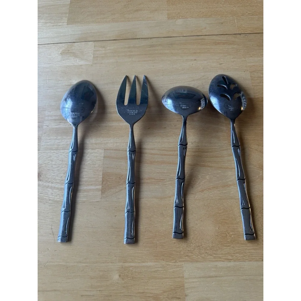 Rogers Citadel Bamboo Stanley Roberts Serving Utensils Spoon Slotted Ladle